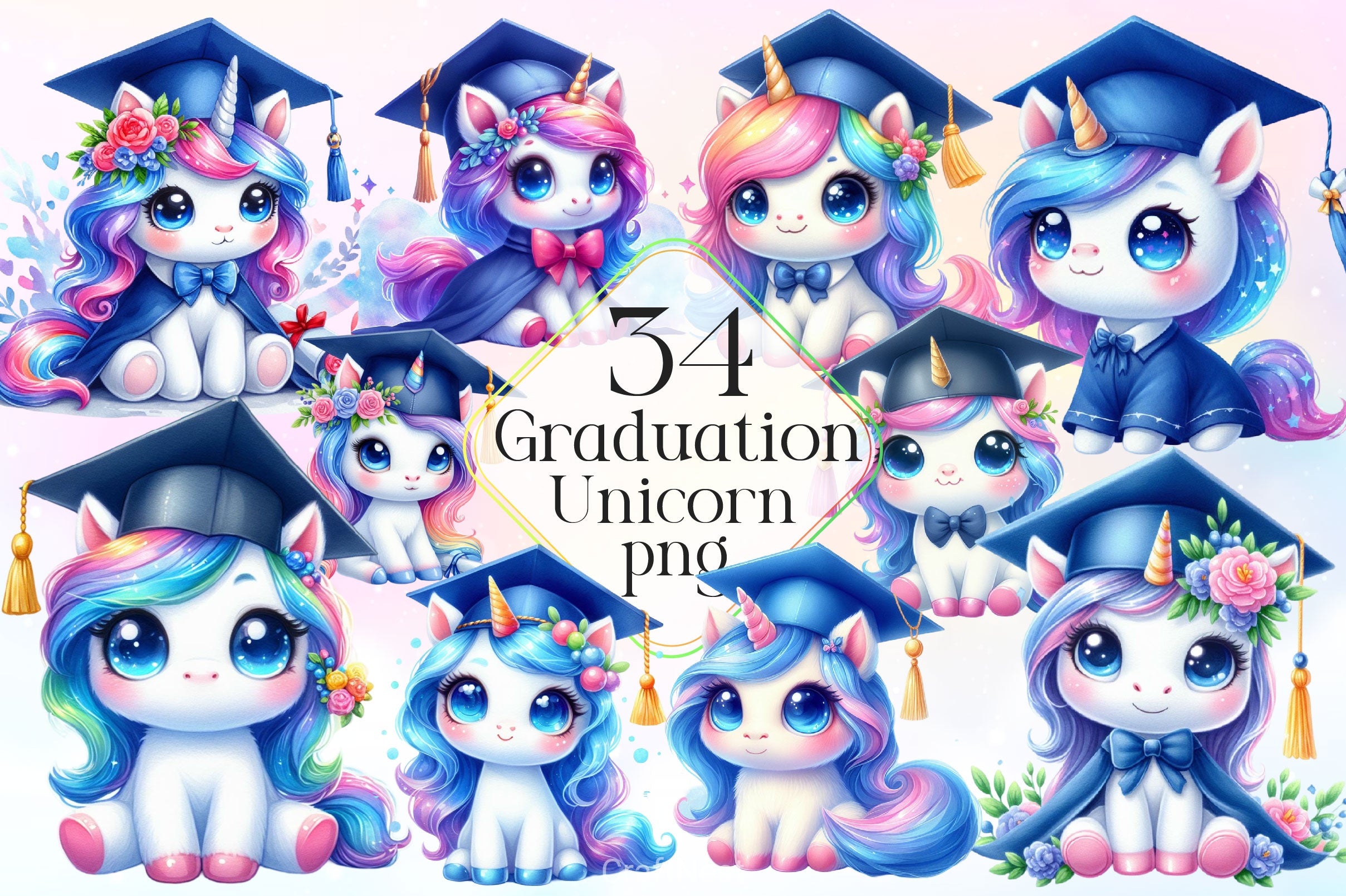 Graduation Unicorn Clipart Bundle 2 - CraftNest - Digital Crafting and Art