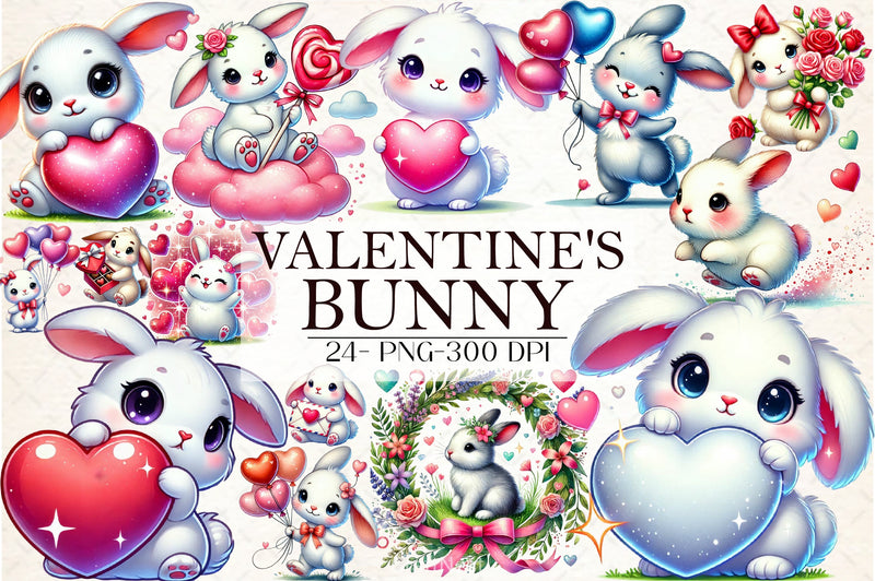 Valentine's Bunny Clipart Bundle 2 - CraftNest - Digital Crafting and Art
