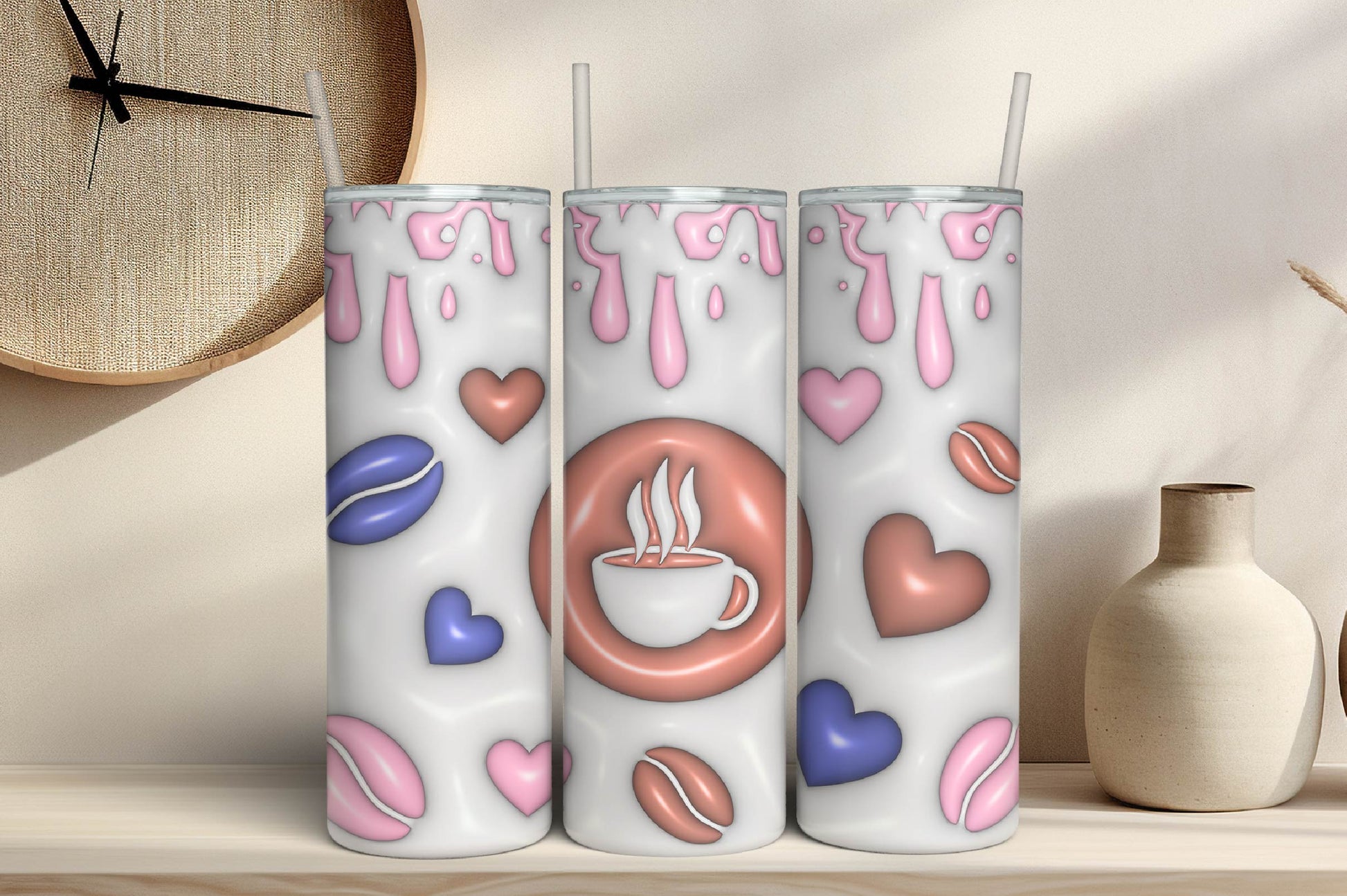 3D Inflated Coffee Tumbler Bundle - CraftNest - Digital Crafting and Art