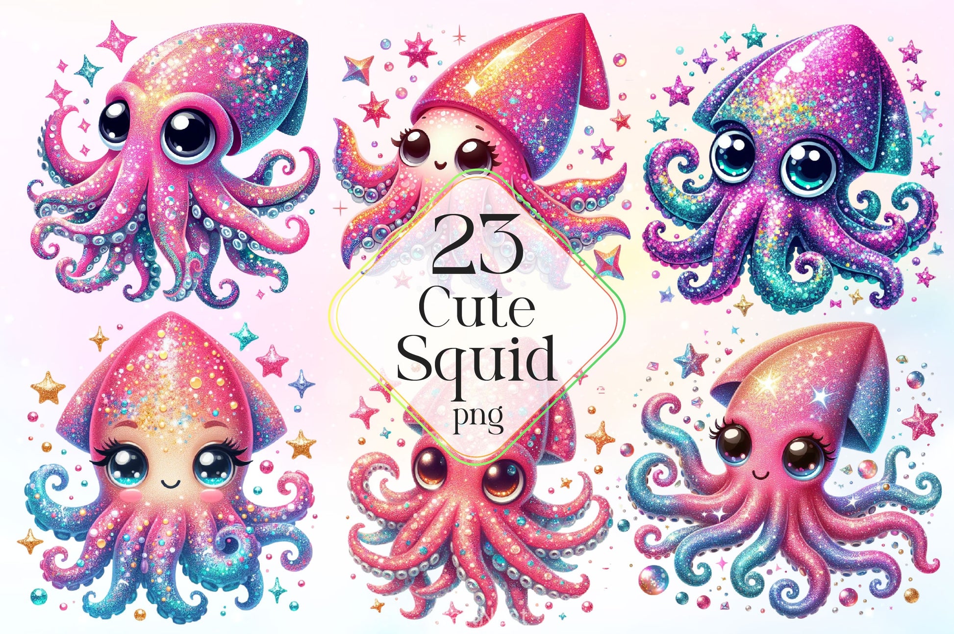 Cute Squid Sea Clipart Bundle - CraftNest - Digital Crafting and Art
