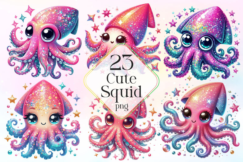 Cute Squid Sea Clipart Bundle - CraftNest - Digital Crafting and Art