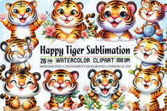 Happy Tiger Clipart Bundle - CraftNest - Digital Crafting and Art