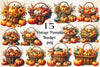 Vintage Pumpkin Basket Clipart Bundle