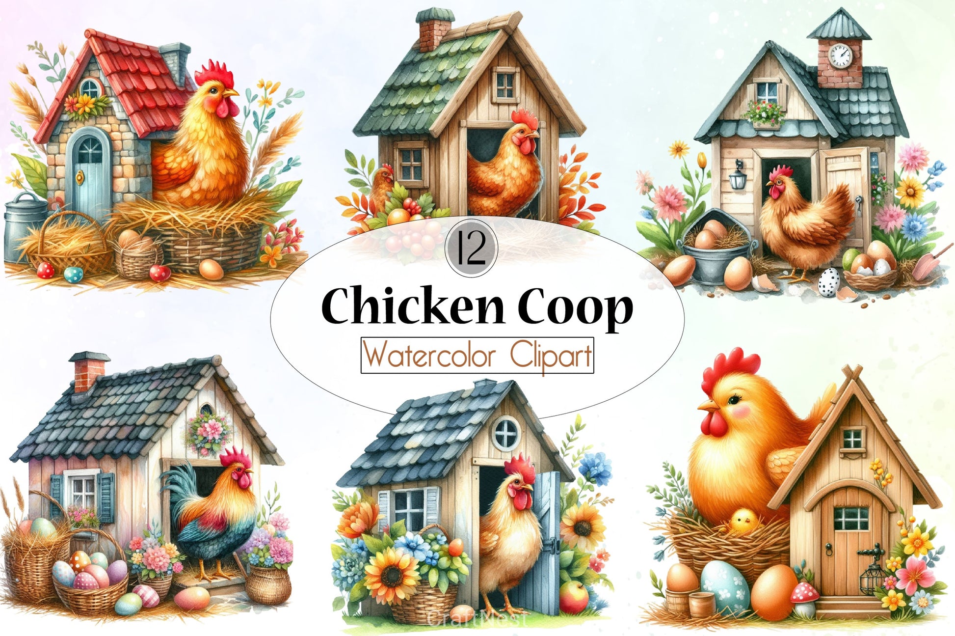 Chicken Coop Clipart Bundle - CraftNest - Digital Crafting and Art