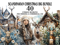 Scandinavian Christmas Clipart - CraftNest