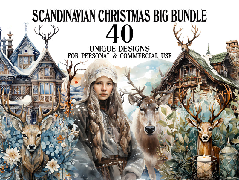 Scandinavian Christmas Clipart - CraftNest