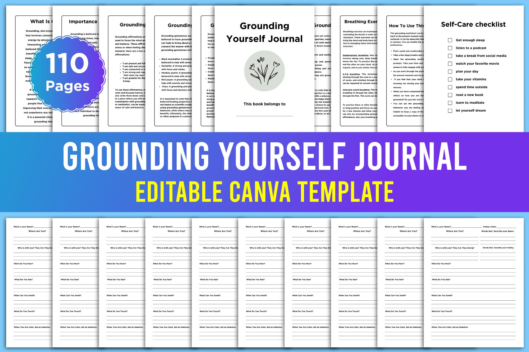 Editable Grounding Yourself Journal