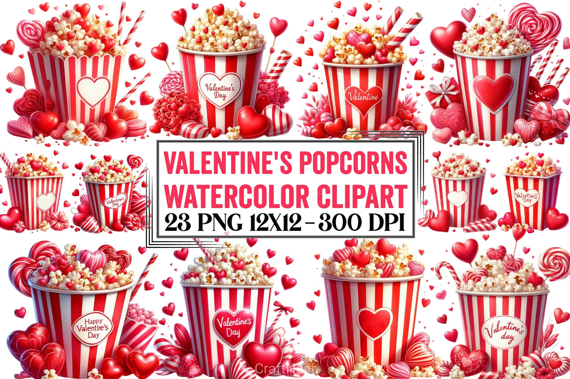 Valentine's Popcorn Clipart Bundle - CraftNest - Digital Crafting and Art