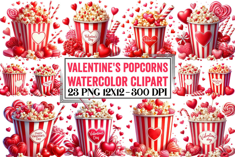 Valentine's Popcorn Clipart Bundle - CraftNest - Digital Crafting and Art