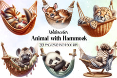 Sleeping Animal Hammock Clipart Bundle - CraftNest - Digital Crafting and Art