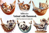 Sleeping Animal Hammock Clipart Bundle