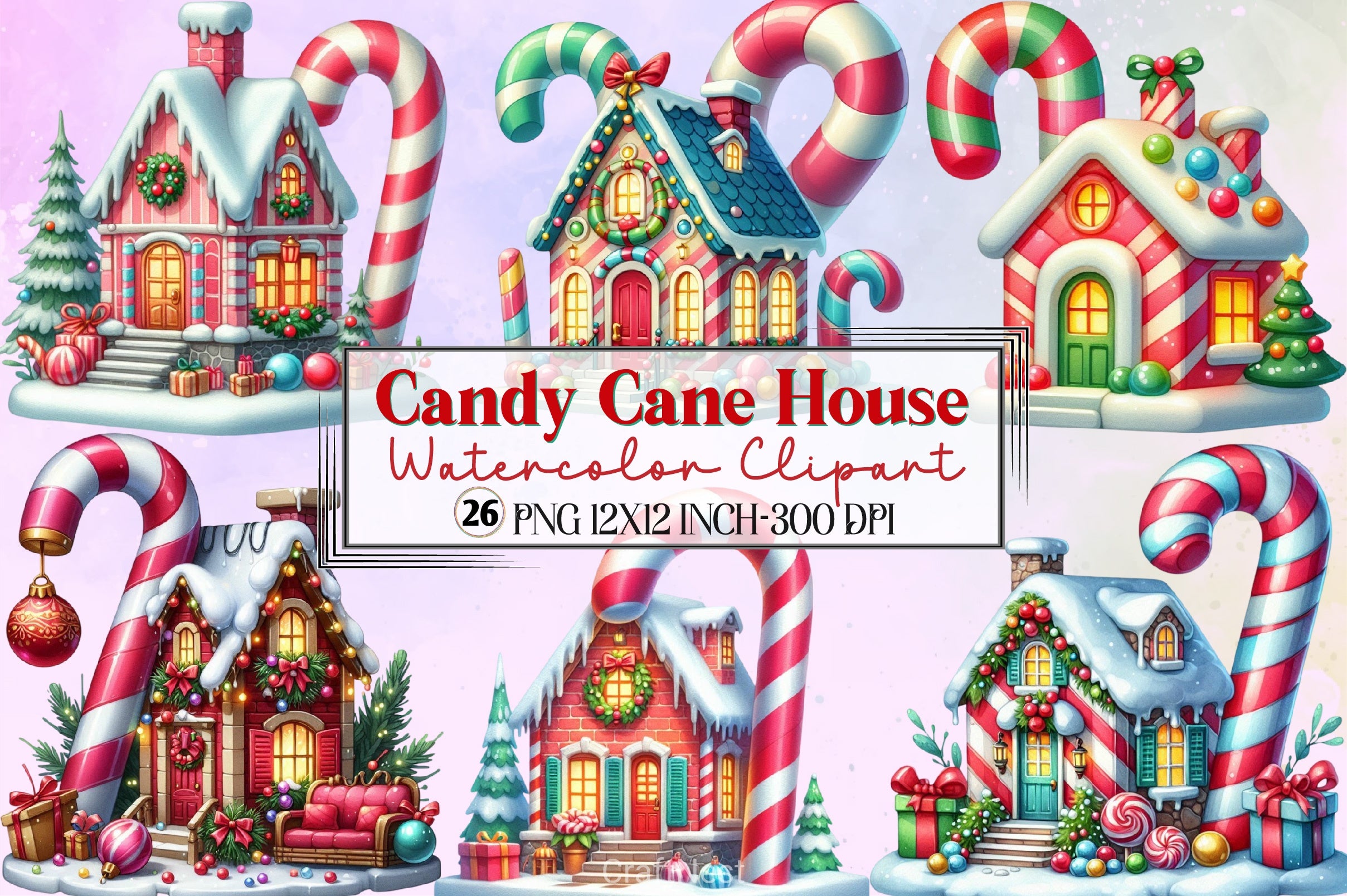 Candy Cane House Clipart Bundle - CraftNest - Digital Crafting and Art