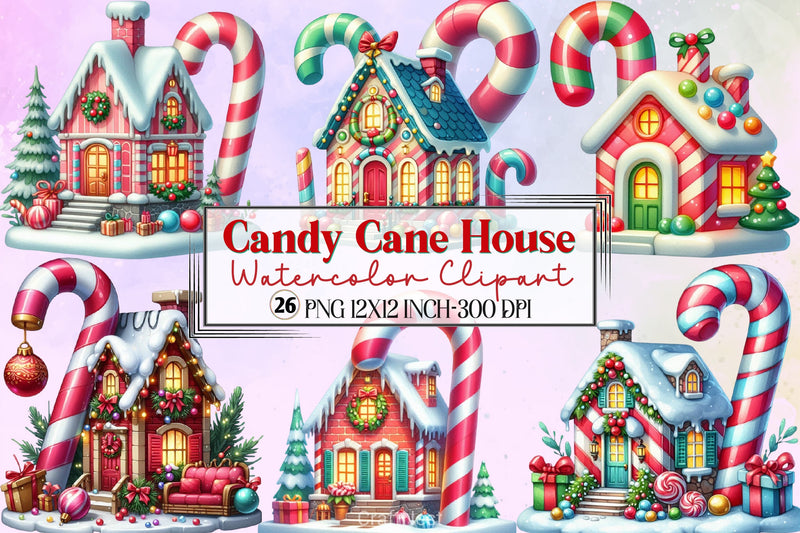 Candy Cane House Clipart Bundle - CraftNest - Digital Crafting and Art