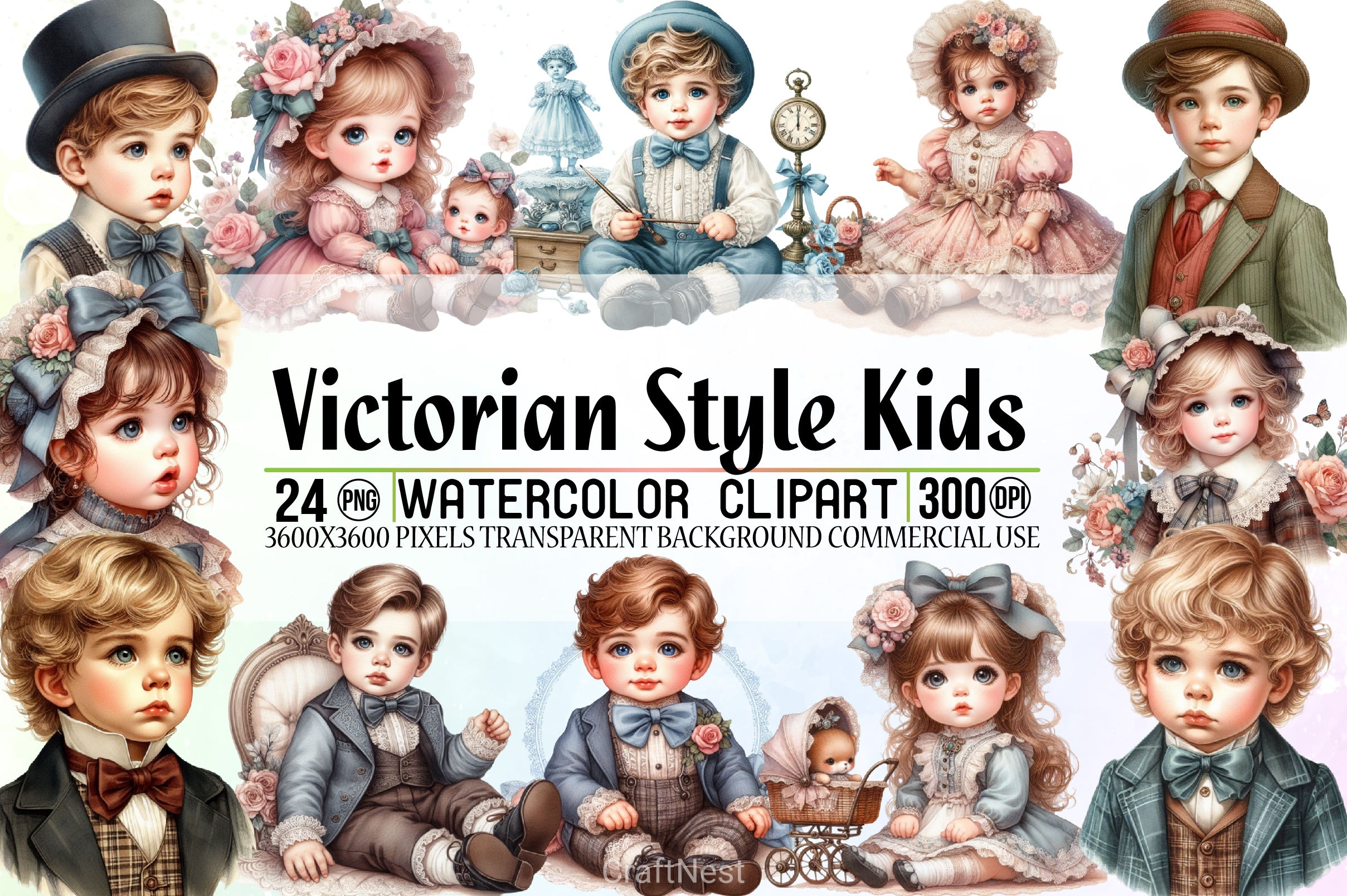 Victorian Kids Clipart Bundle - CraftNest - Digital Crafting and Art