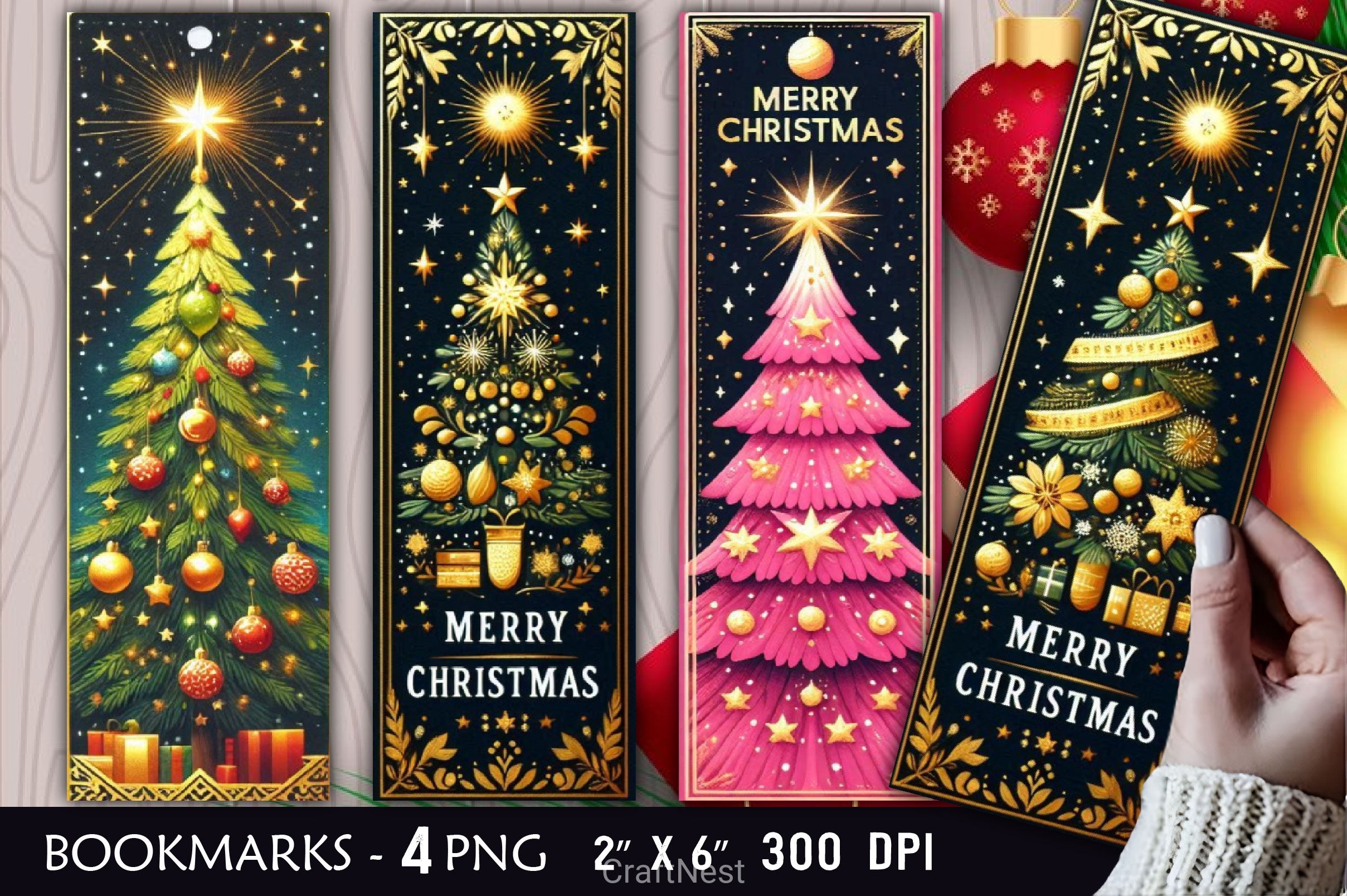 Christmas Tree Bookmarks Bookmark Junk Journal - CraftNest - Digital Crafting and Art