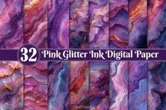 Pink Glitter Ink Digital Paper - CraftNest - Digital Crafting and Art