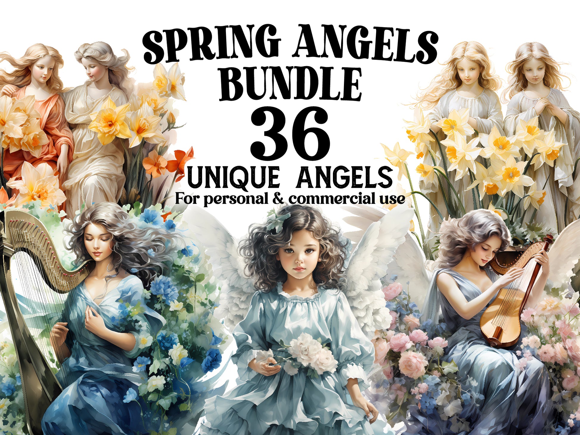 Spring Angels Clipart - CraftNest