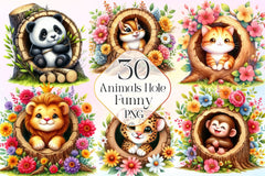 Funny Animals Hole Clipart Bundle 1 - CraftNest - Digital Crafting and Art