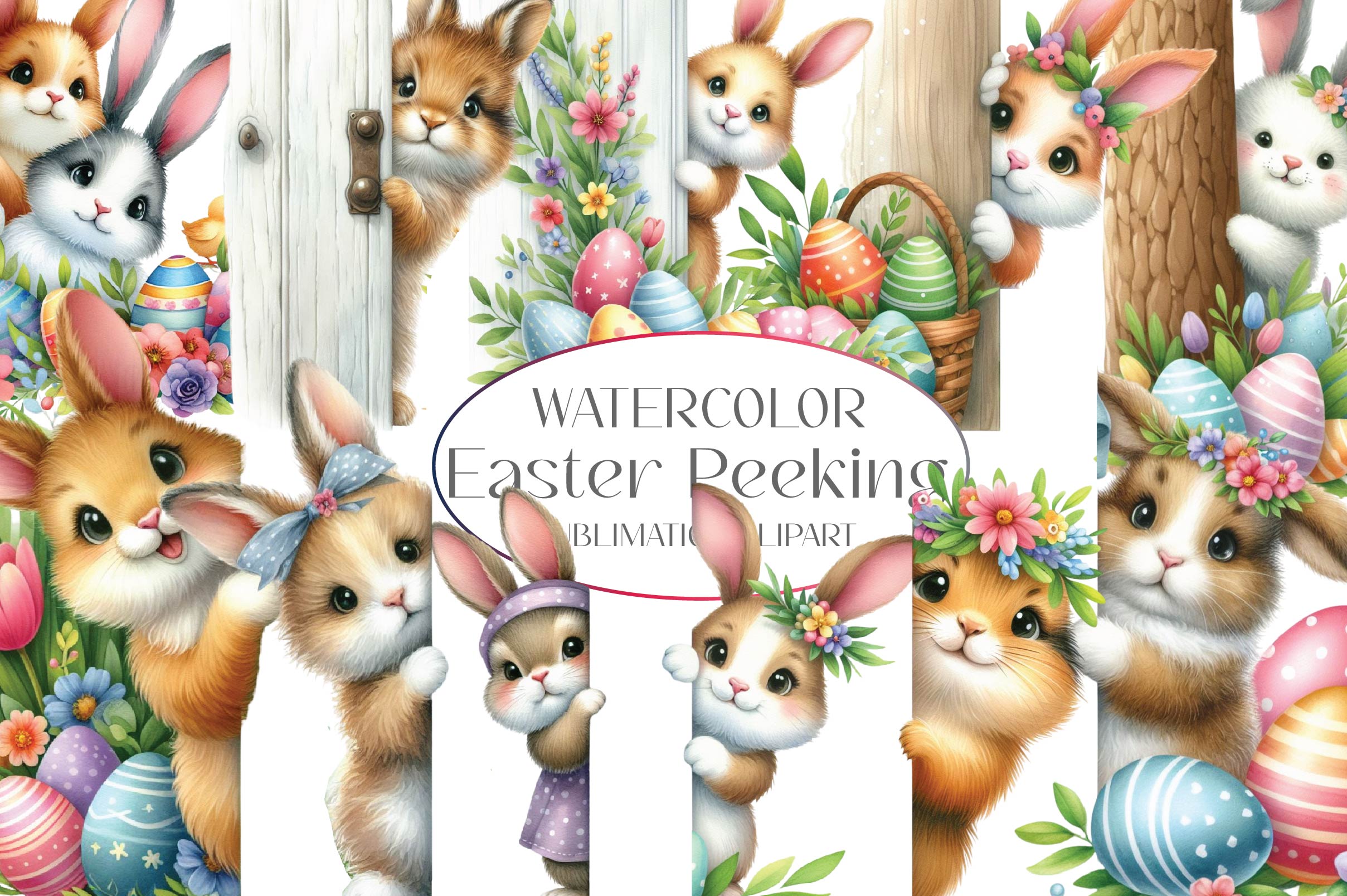 Easter Peeking Out Clipart Bundle - CraftNest - Digital Crafting and Art