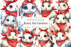 Cute Bunny Red Bandana Clipart Bundle