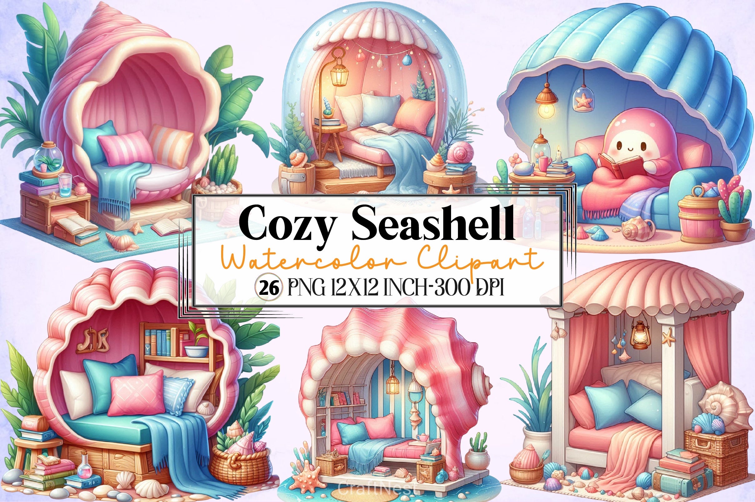 Cozy Seashell Clipart Bundle - CraftNest - Digital Crafting and Art