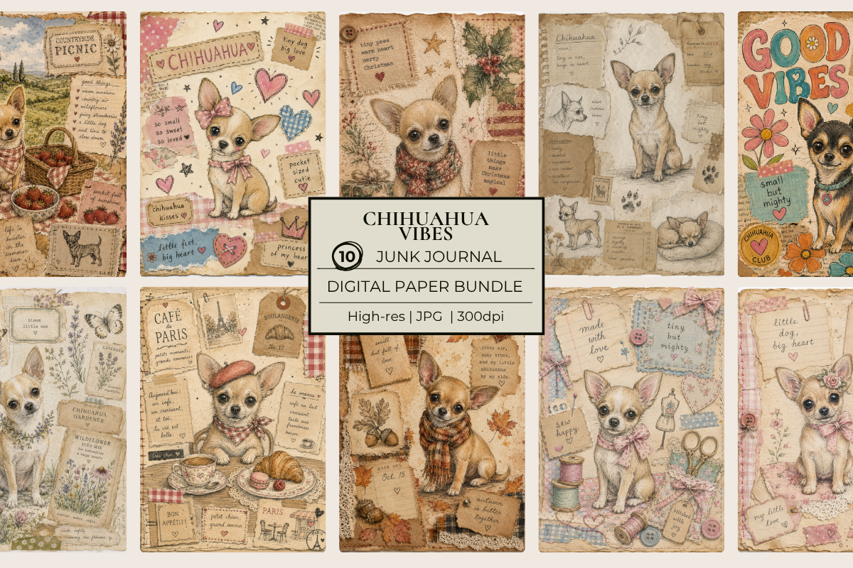 Chihuahua Vibes Junk Journal Pack