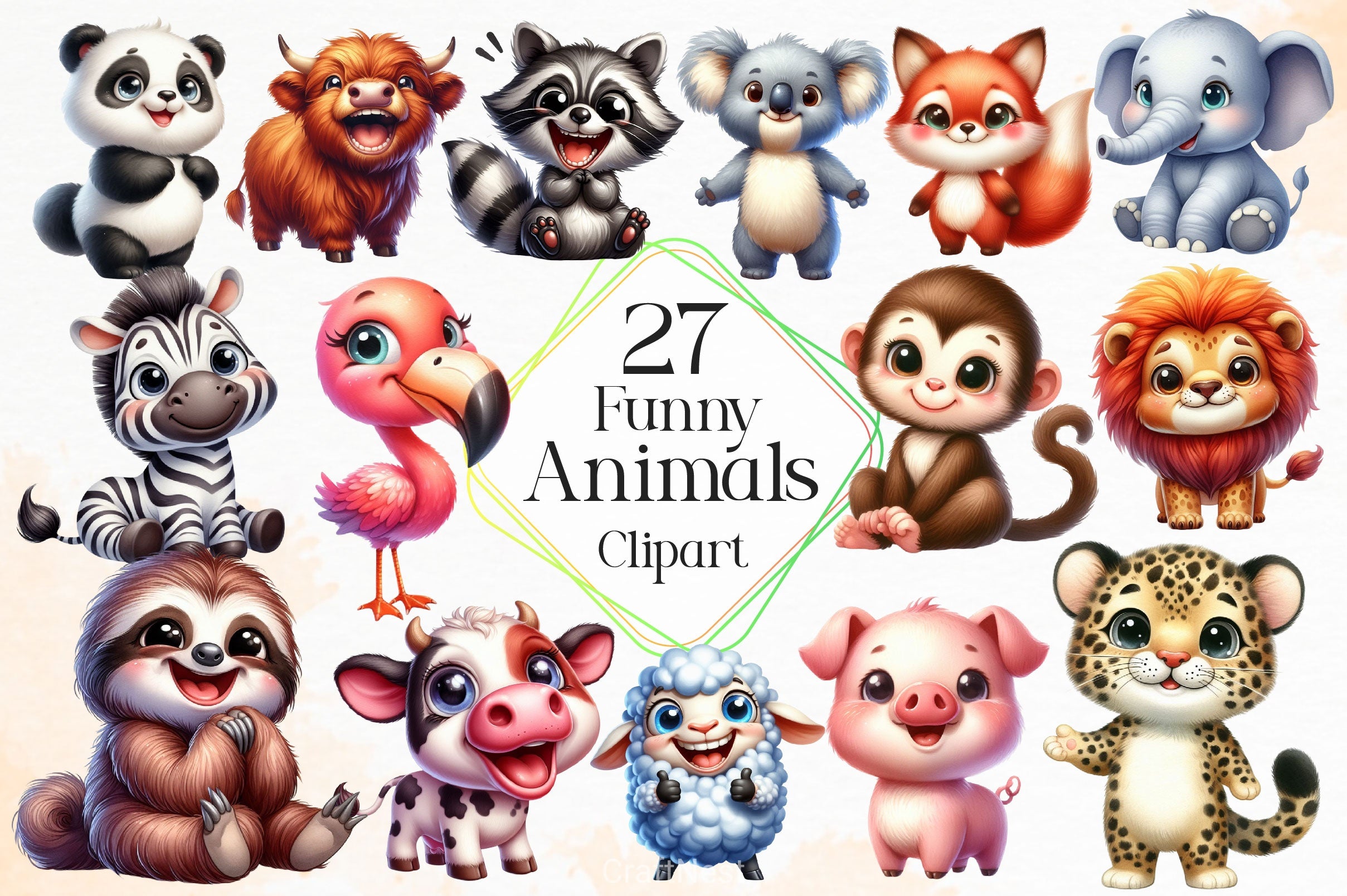 Funny Animals Clipart Bundle 5 - CraftNest - Digital Crafting and Art