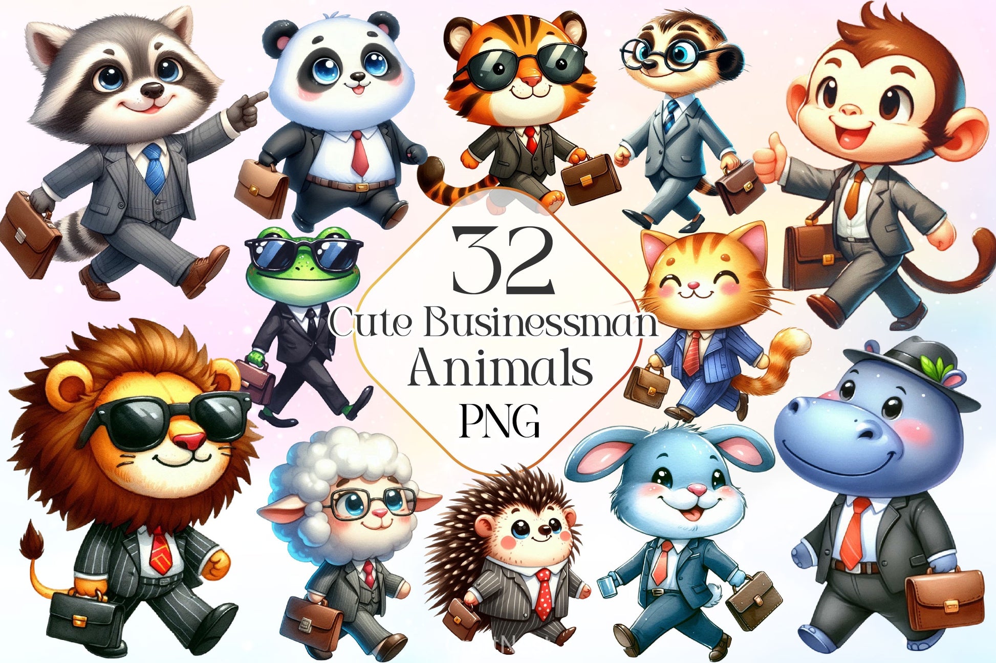 Cute Businessman Animals Clipart Bundle 2 - CraftNest - Digital Crafting and Art