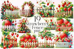 Strawberry Fence Clipart Bundle - CraftNest - Digital Crafting and Art