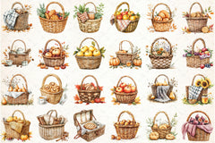 Picnic Basket Fall Clipart Bundle - CraftNest - Digital Crafting and Art