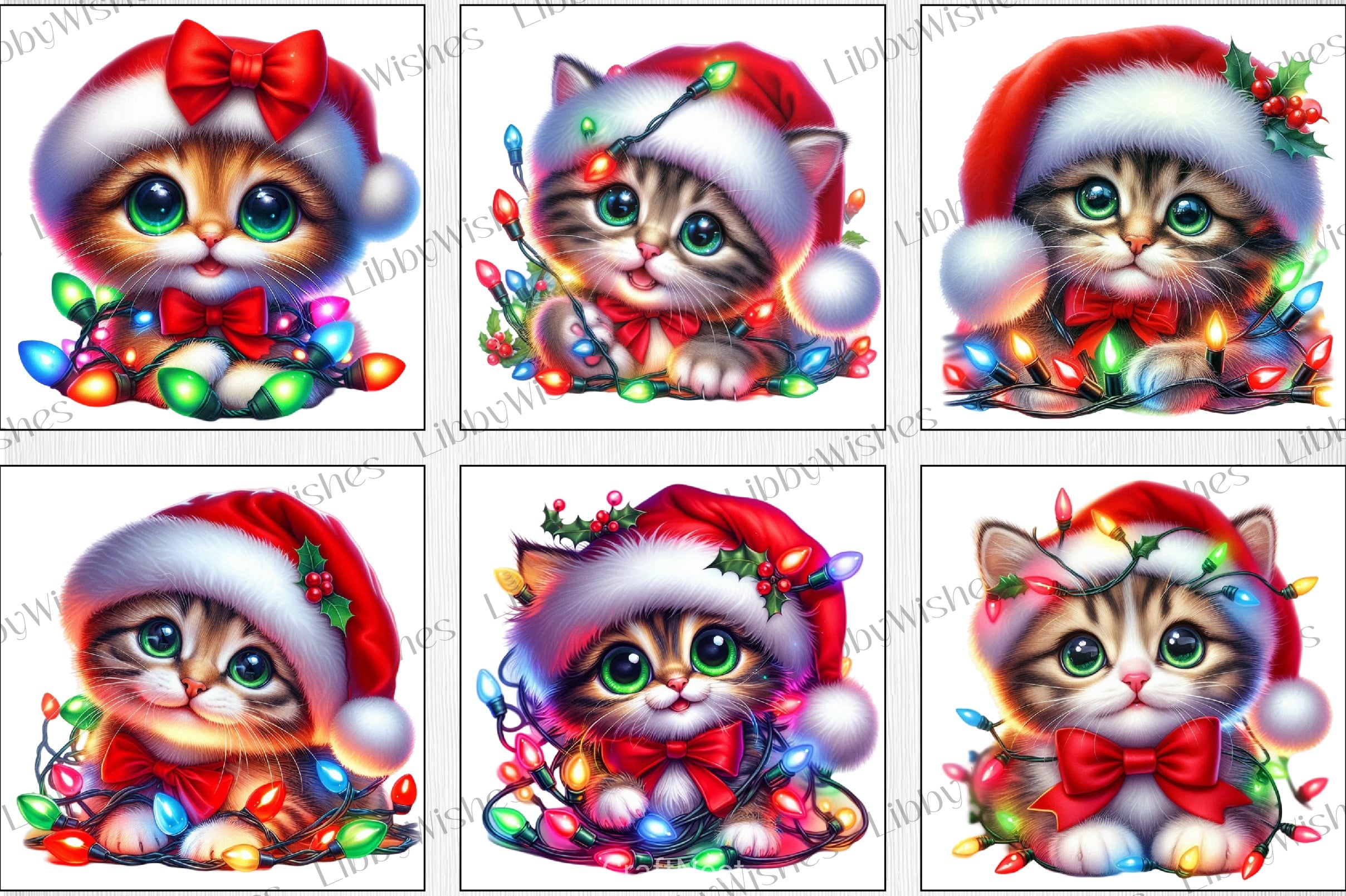Christmas Cat Light Clipart Bundle - CraftNest - Digital Crafting and Art