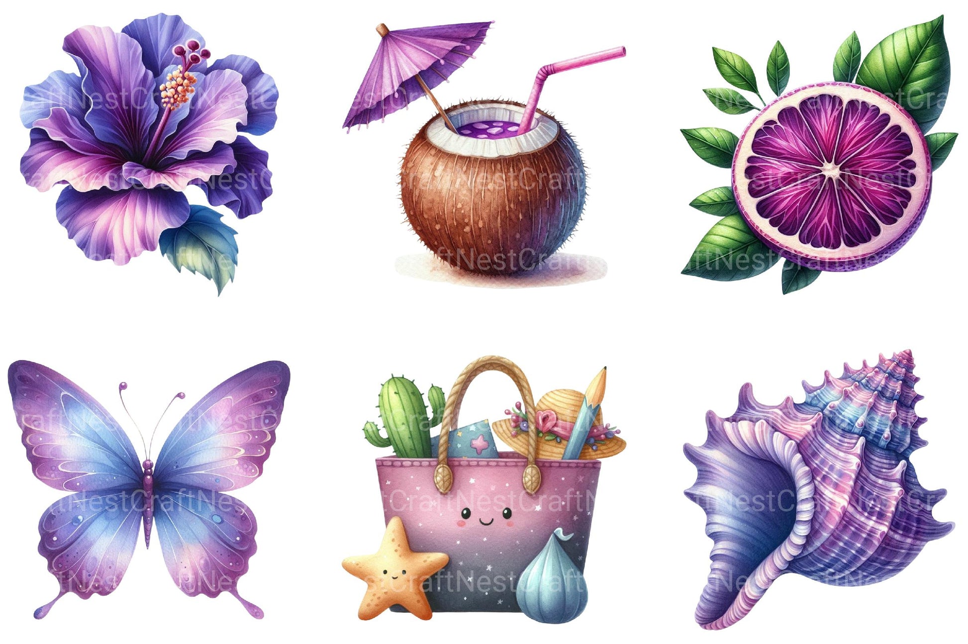 Purple Summer Clipart - CraftNest - Digital Crafting and Art