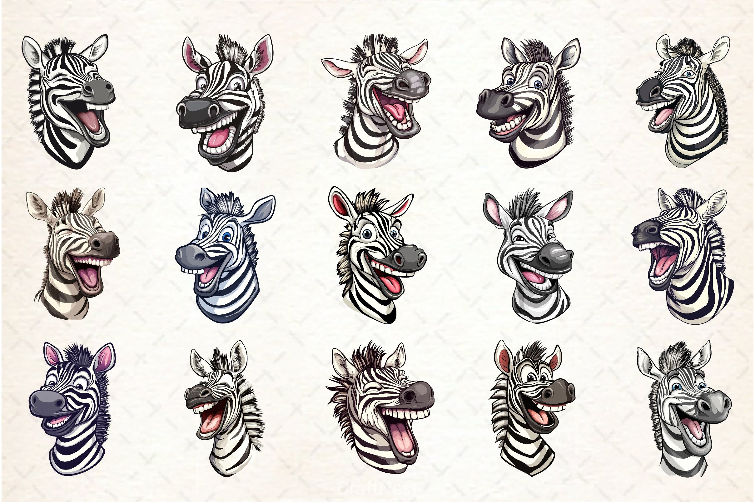 Funny Cartoon Zebra Clipart Bundle - CraftNest - Digital Crafting and Art