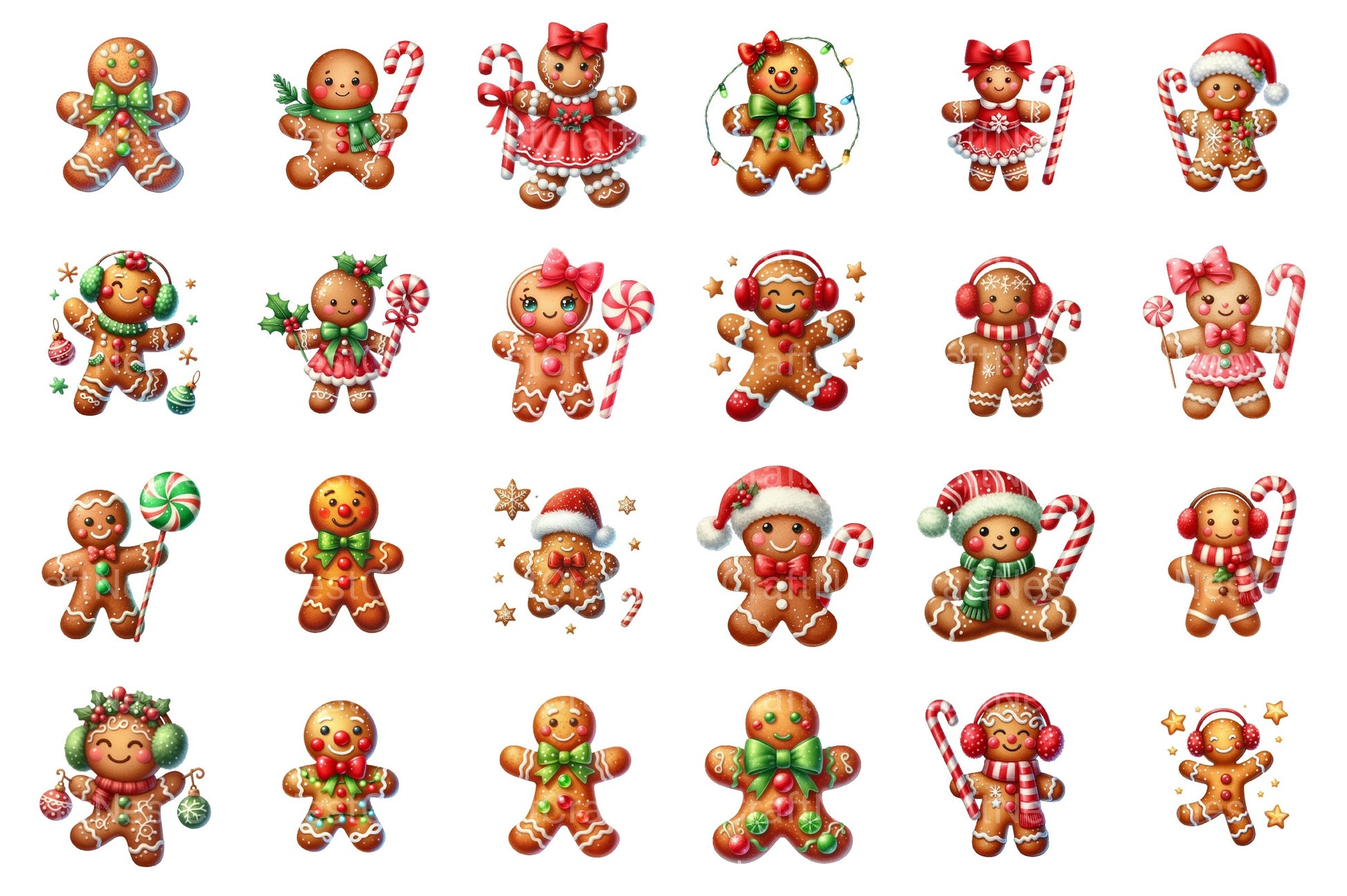 Gingerbread Man Festive Cookie Holiday Printables Christmas Clipart Bundle - CraftNest - Digital Crafting and Art