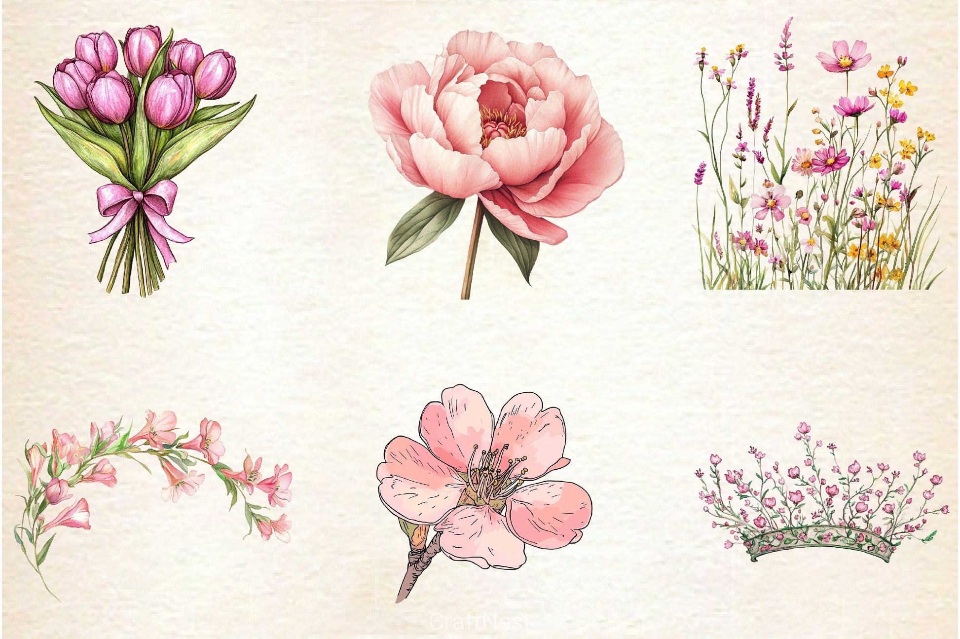 Pink Spring Clipart Bundle 3 - CraftNest - Digital Crafting and Art