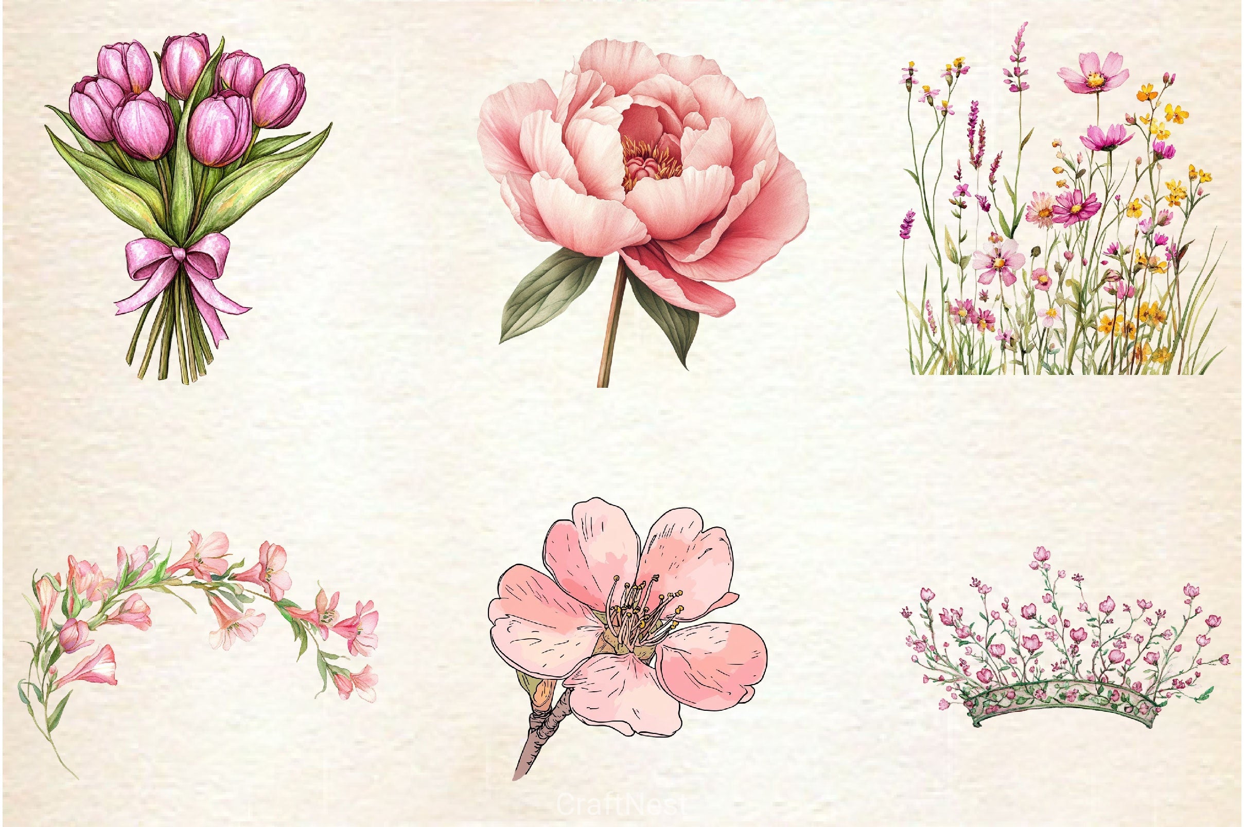 Pink Spring Clipart Bundle 3 - CraftNest - Digital Crafting and Art