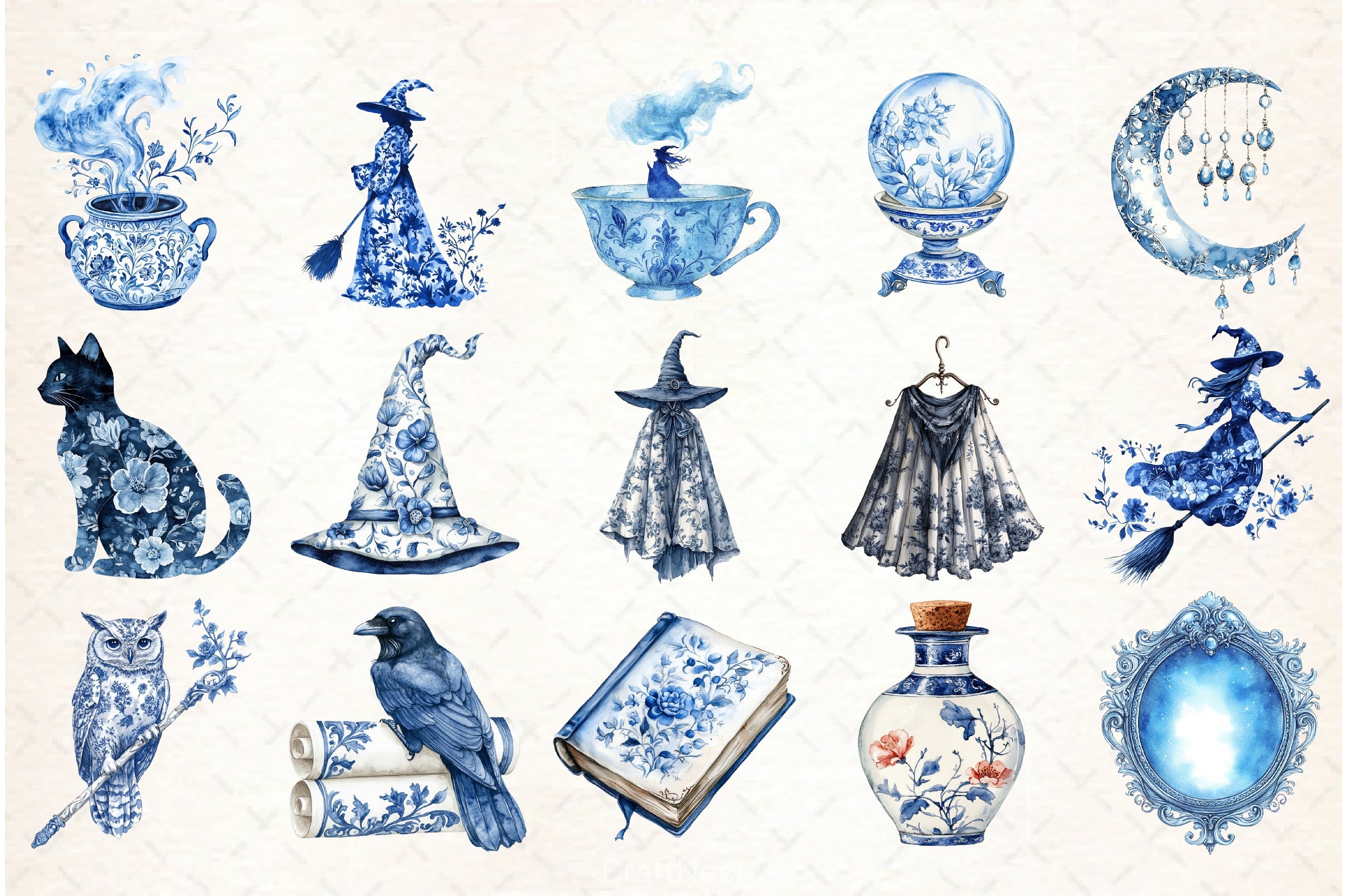 Toile Witch Clipart Bundle - CraftNest - Digital Crafting and Art