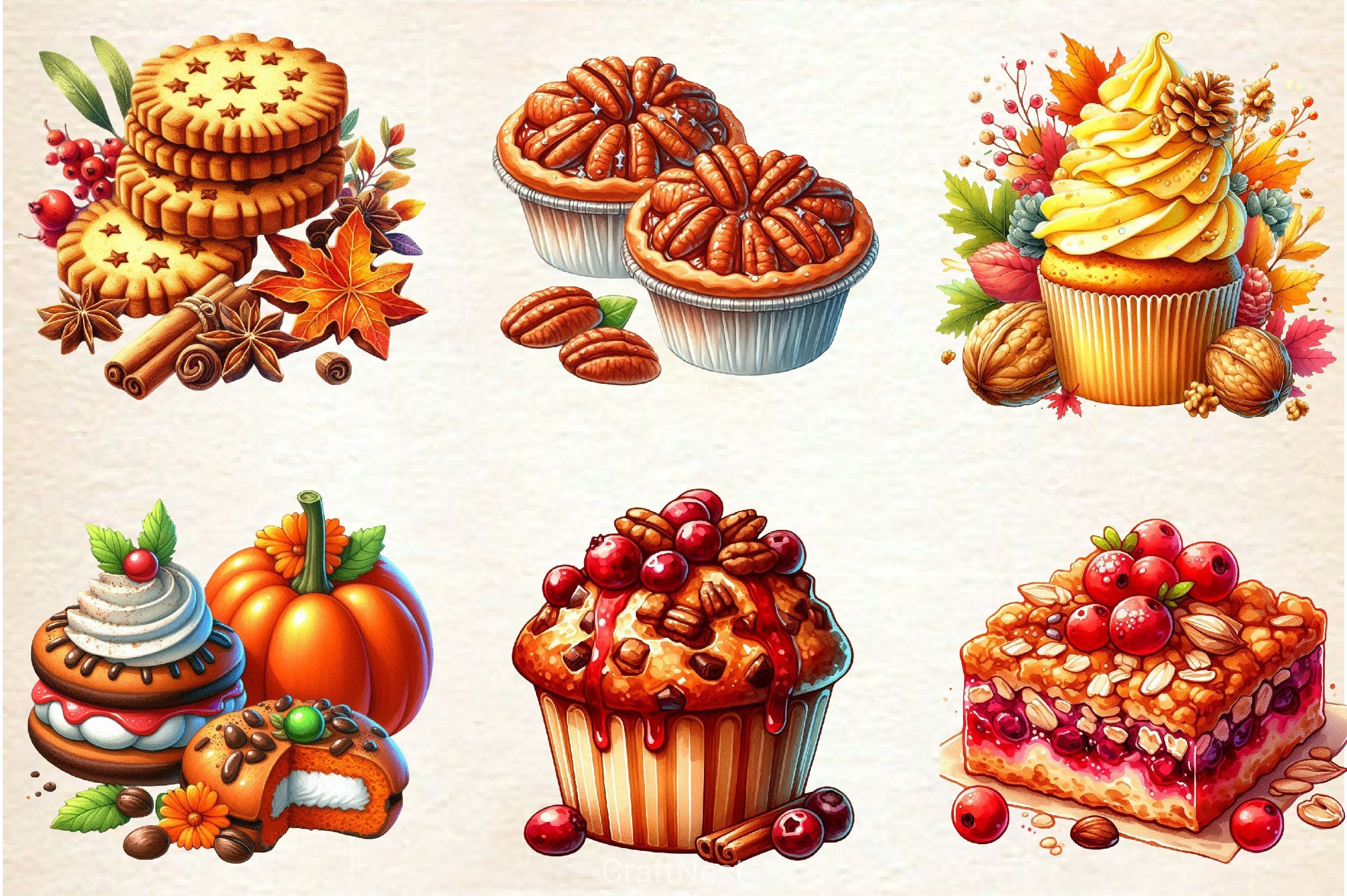 Autumn Dessert Clipart Bundle - CraftNest - Digital Crafting and Art