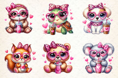Animals Valentine Coffee Clipart Bundle 5 - CraftNest - Digital Crafting and Art