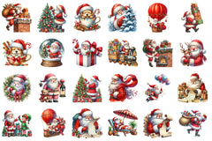Cartoon Santa Christmas Clipart Bundle - CraftNest - Digital Crafting and Art