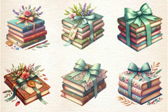 Sage Coquette Bow Book Stack Clipart Bundle - CraftNest - Digital Crafting and Art