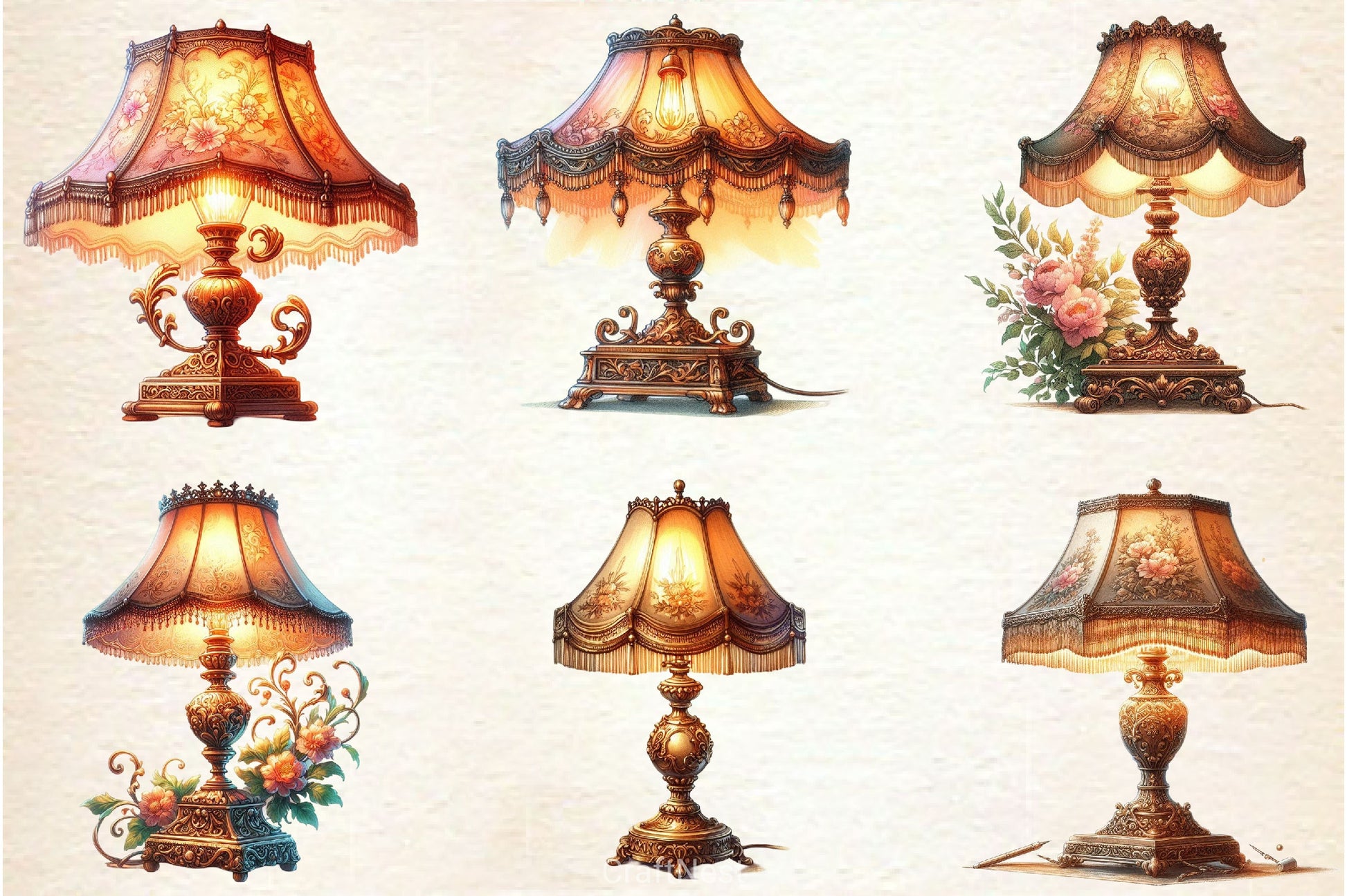 Victorian Lamp Clipart Bundle - CraftNest - Digital Crafting and Art