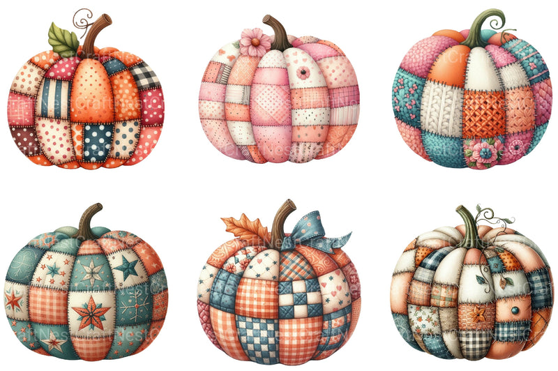 Autumn Patchwork Pumpkin Clipart Bundle - CraftNest - Digital Crafting and Art
