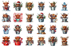 Christmas Highland Cows Clipart Bundle - CraftNest - Digital Crafting and Art