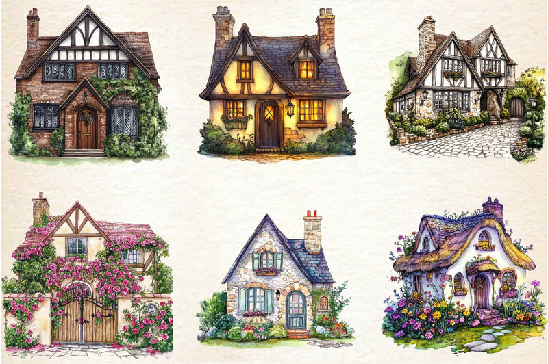 Spring Village House Clipart Bundle - CraftNest - Digital Crafting and Art