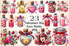Love Bottle Valentines Day Clipart Bundle 2 - CraftNest - Digital Crafting and Art