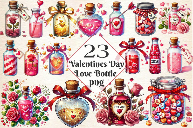Love Bottle Valentines Day Clipart Bundle 2 - CraftNest - Digital Crafting and Art