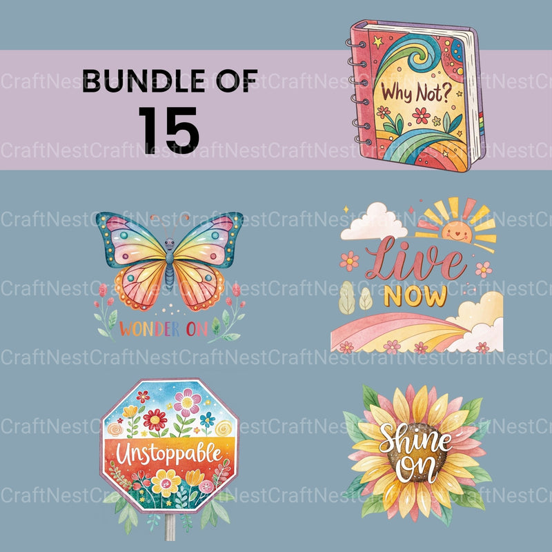 Retro Quotes Clipart Bundle - CraftNest - Digital Crafting and Art