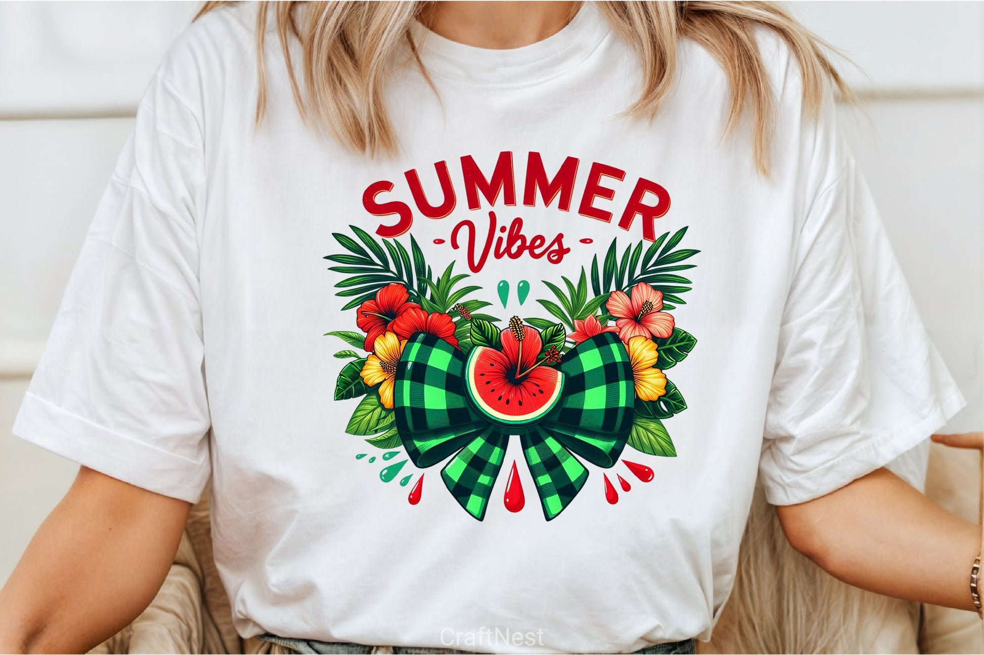 Retro Summer Watermelon Bow Clipart Bundle - CraftNest - Digital Crafting and Art