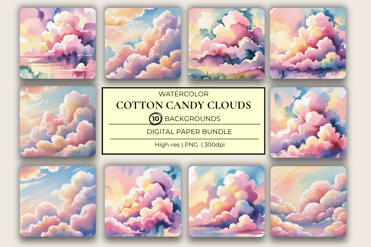 Cotton Candy Clouds Background Papers